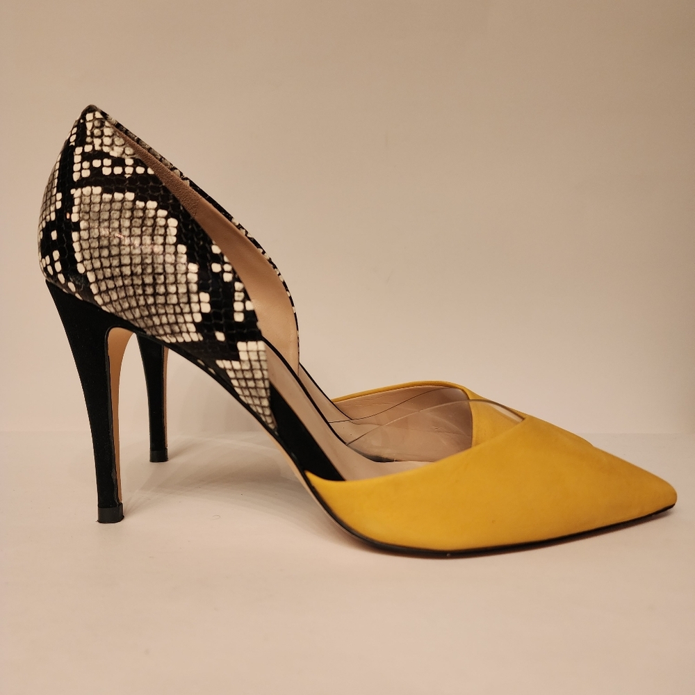 ALDO Serpent Pointed Toe Yellow and Black Pump Heels Size 7.5 - Picture 7 of 12